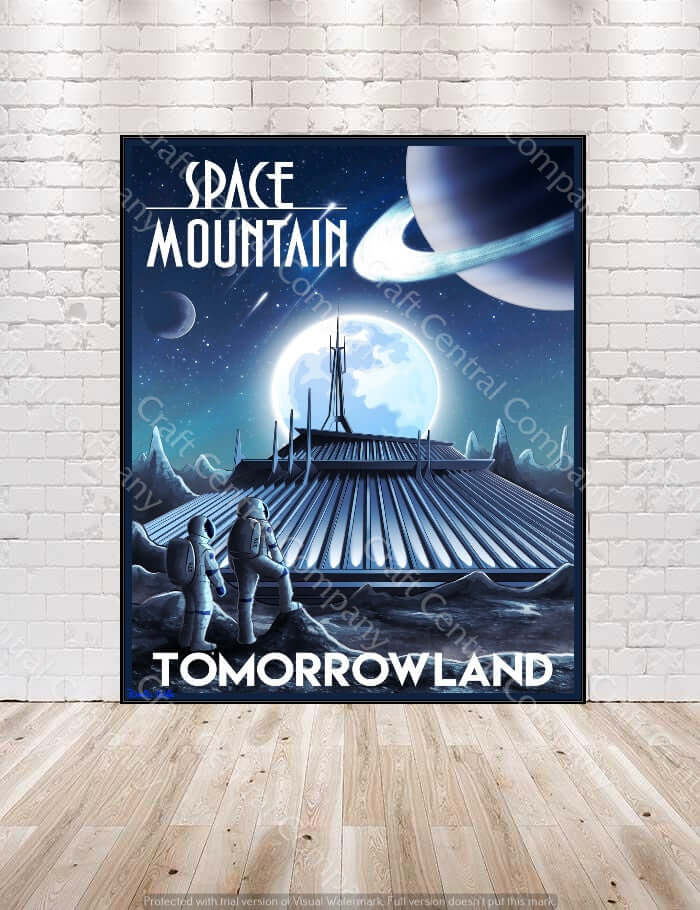 Space Mountain Poster Vintage Disney Attraction...