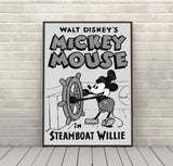 Steamboat Willie Poster Disney World Poster Vintage Disney Attraction Poster Classic Mickey Poster Walt Disney World