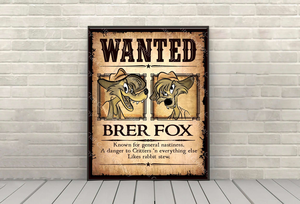 Splash Mountain Brer Fox Wanted Poster...