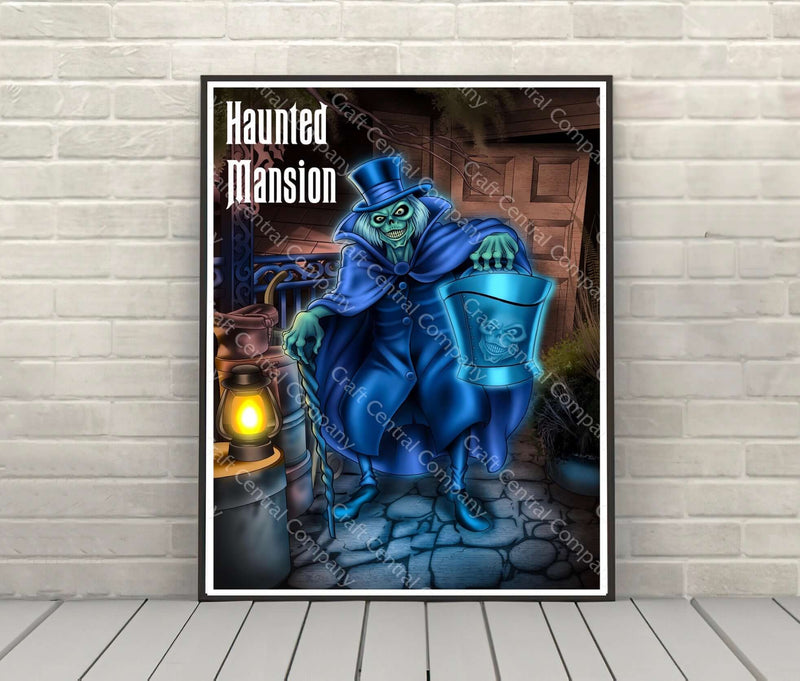 Hatbox Ghost Disney Haunted Mansion Hat Box Skull Premium Poster
