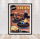 Luigi's Flying Tires Poster Disneyland Poster Radiator Springs Poster Vintage Disney Attraction Poster Cars Land California Adventure Poster