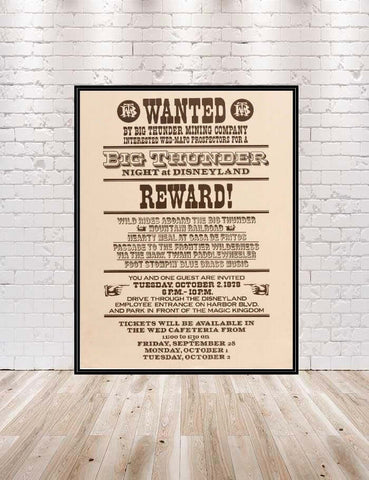 Big Thunder Mountain RailRoad Poster Wanted...