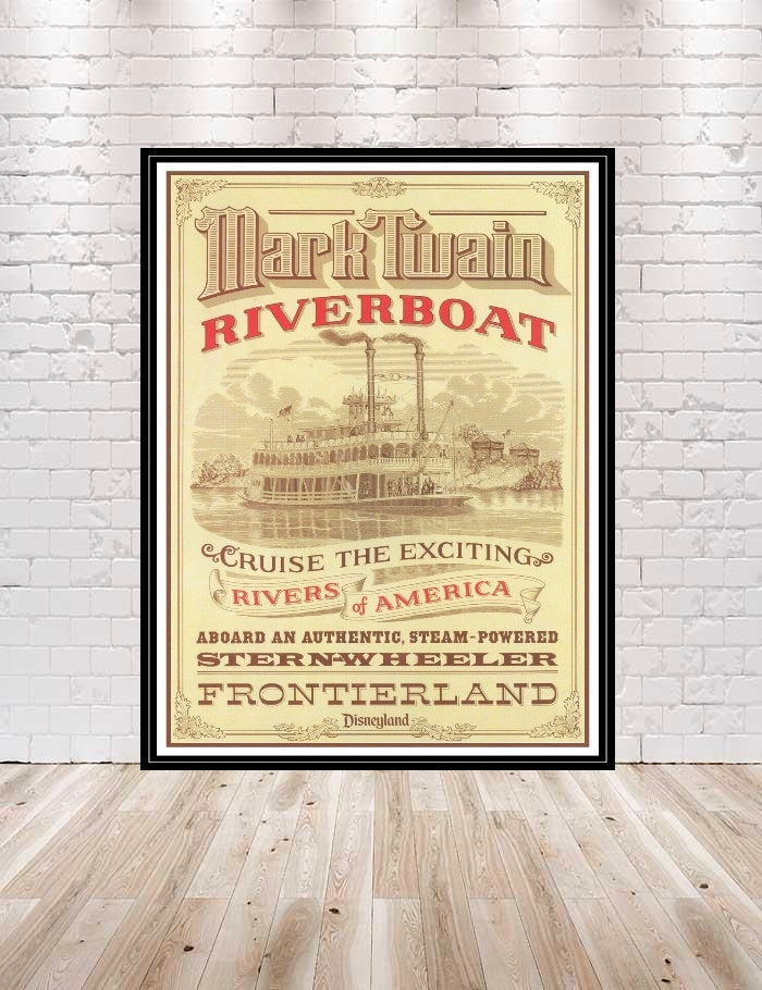 Mark Twain Riverboat Poster Vintage Disney...