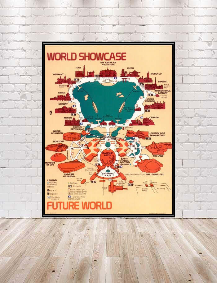 Epcot Map Poster Attraction Poster Vintage...