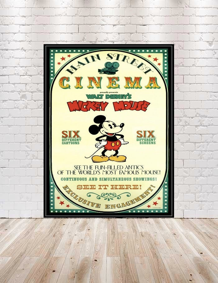 Main Street Cinema Poster Vintage Disney Poster Disneyland Attraction Poster Mickey Mouse Poster Main Street Posters Disney World  Wall Art