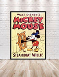 Mickey Mouse Poster Steamboat Willie Poster Disney World Poster Vintage Disney Attraction Poster Classic Mickey Poster Walt Disney World
