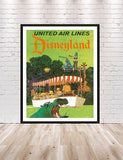 United Air Lines Disneyland Poster Vintage Disney Poster United Air Lines Poster Sizes 8x10, 11x14 13x19 16x20 18x24 Vintage Disney Poster