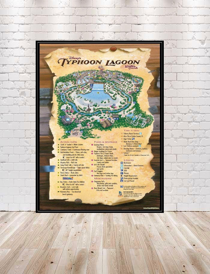 Typhoon Lagoon Map Poster Walt Disney...