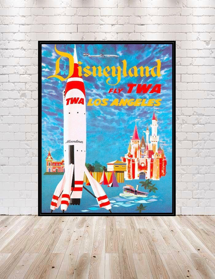 Disneyland Poster Vintage Disneyland Fly TWA...