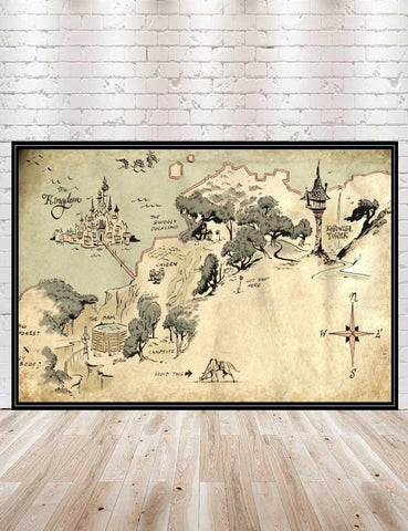 Tangled Poster Tangled Map Poster Vintage...