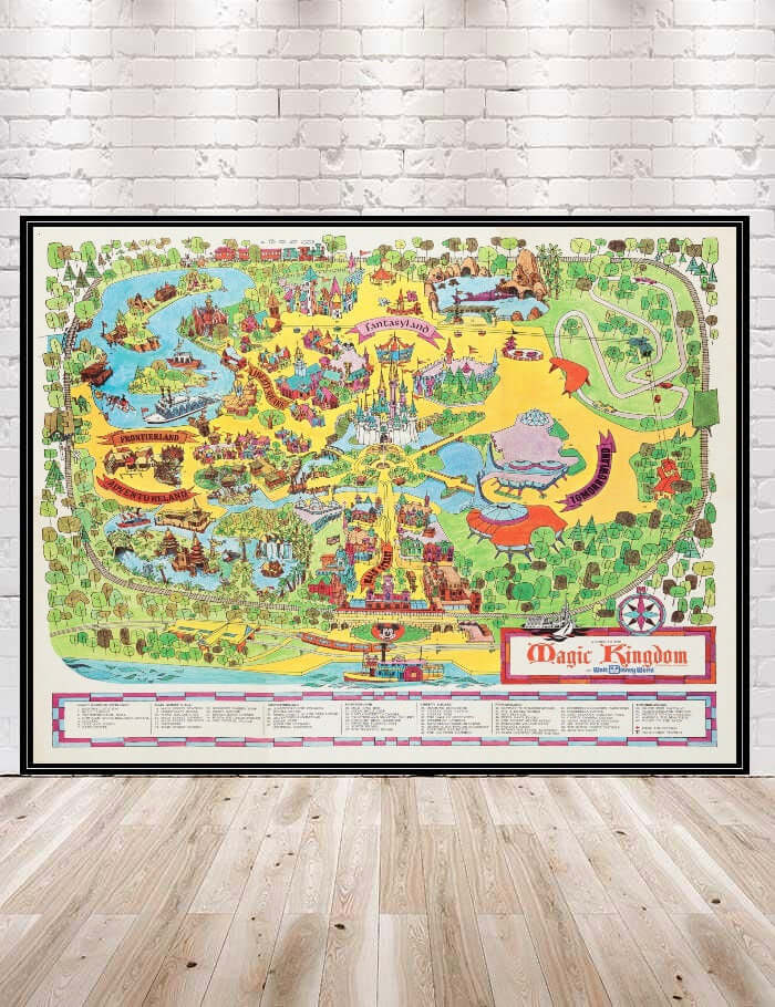 1973 Disney World Map Poster Magic...