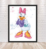 Daisy Duck Poster Daisy Duck Watercolor Poster Disney Poster Disneyland Poster Walt Disney World Wall Art Nursery Kids Bedroom Childs Gift