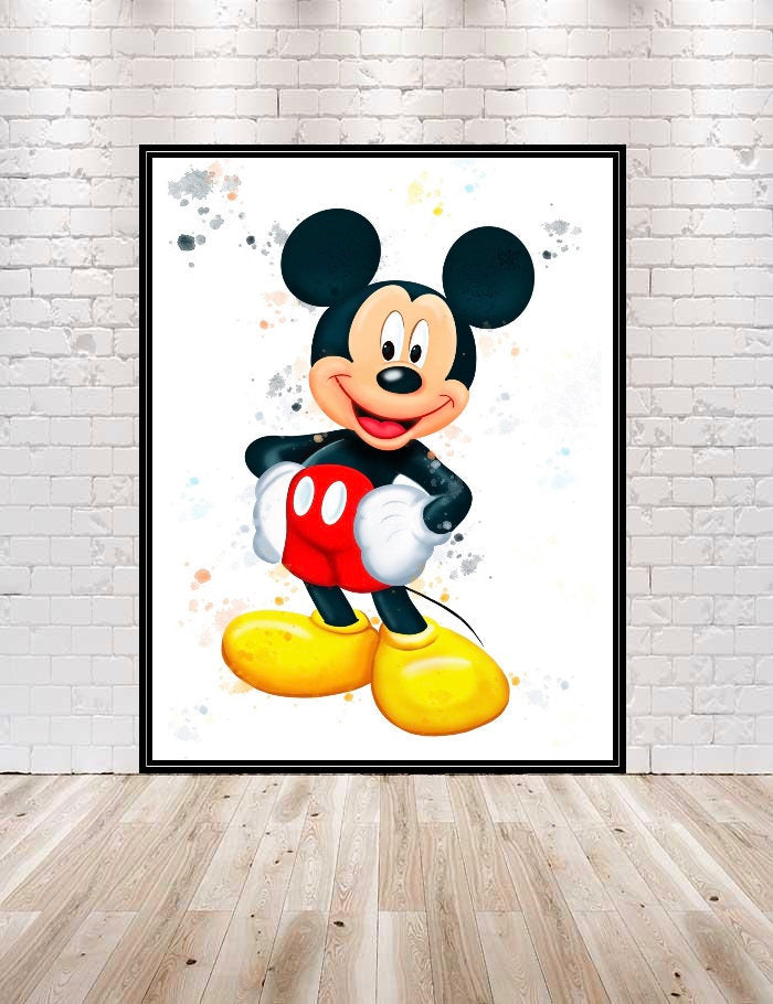 Mickey Mouse Poster Mickey Mouse Watercolor Poster Disney Poster Disneyland Poster Walt Disney World Wall Art Nursery Kids Bedroom Gift