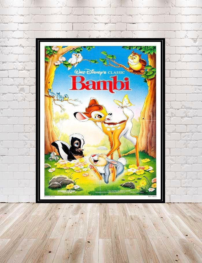 Bambi Poster Vintage Disney Movie Poster...
